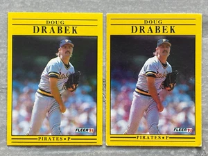 (2) 1991 Fleer DOUG DRABEK "Extra Periods" Error & Corrected Baseball Cards #36 - Picture 1 of 2