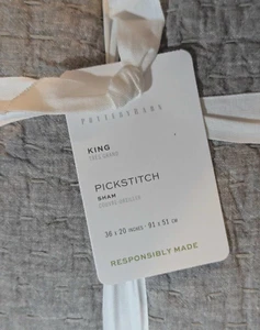 POTTERY BARN PICKSTITCH LINEN/COTTON LIGHT GRAY KING PILLOW SHAM 3912733 - Picture 1 of 1