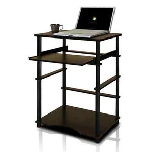 Student Computer Compact Desk Brown/Black Keyboard Tray Shelf Dorm Bedroom New - Picture 1 of 2