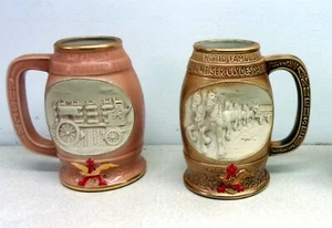 JIM BEAM SET OF 2 BUDWEISER CLYDESDALES STEINS BY REGAL ST LOUIS CONVENTION 1983 - Afbeelding 1 van 3