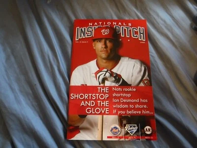 2010 Washington Nationals Inside Pitch Program Ian Desmond Nyjer Morgan Card - Image 1 of 4