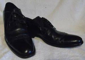 2000352 Johnston & Murphy Italy Men's Cap Toe Dress Shoe Leather Italy 9M Black - Picture 1 of 12