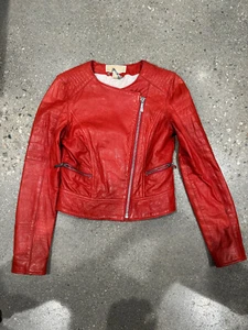Michael Kors Womens Leather Jacket Biker Sz XS - Picture 1 of 9