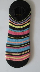 Womens Black Multi-colored Striped Ankle Crew Socks - Bild 1 von 1