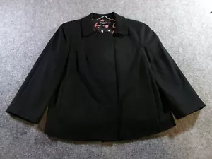 Talbots Blazer Womens 6 Black Lined Hidden Button 3/4 Sleeve Rayon Nylon Jacket - Picture 1 of 10