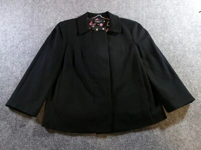 Talbots Blazer Womens 6 Black Lined Hidden Button 3/4 Sleeve Rayon Nylon Jacket - Image 1 of 4