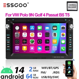 2+64G Android 14 Car Stereo Carplay GPS Navi For VW Polo 9N Golf 4 Passat B5 T5 - Picture 1 of 15