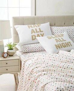 Sanders Expressions 4-Pc Nap All Day Sleep All Night Dotted Sheet Set TWIN Olive - Picture 1 of 4