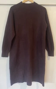 UNIQLO Jumper Dress Long Sleeve Knit Midi Dress. Size L. Burgundy Knit. - Picture 1 of 9