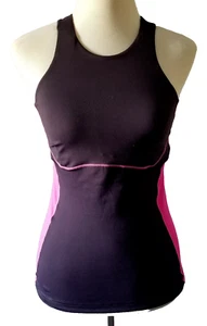 Lululemon Tank Top Spin It To Win It Black Swan Raspberry Glo Built In Bra 4 XS - Picture 1 of 6