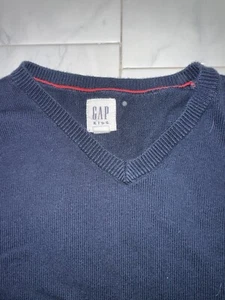 Gap Kids Sweater Boys XL Navy Blue Crew Pullover  V Neck Preppy Sweatshirt - Picture 1 of 4
