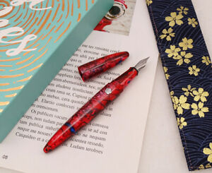 LIY Future Acrylic RED Fire Fountain Pen Schmidt Nib Converter EF/F Gift Pen