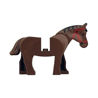 Lego@ Horse Brown with black mane Part 4493c01pb01 aus Set 6762 & 6079 NEU