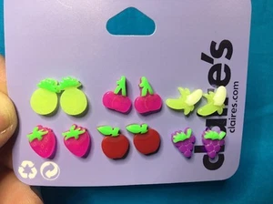 Six Pairs Of Claire's Neon Fruit Pineapple Cherry Banana Strawberry Earrings New - Picture 1 of 5