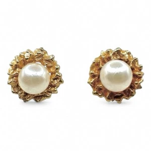 Pendientes escultóricos con textura brutalista de perlas de oro amarillo de 14k con marca de 2,35 g - Imagen 1 de 7