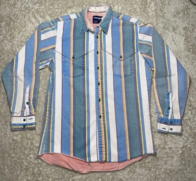 80s Vintage Wrangler Brushpopper 15.5-34 RARE Pastel Western Stripe Men’s Medium - Image 1 of 4