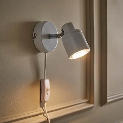 Plug In Wall Light Adjustable Single Spotlight Reading Lamp Bedside Spot Lights - Image 1 of 4