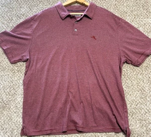 Tommy Bahama XL Maroon And White Striped Polo Short Sleeve - Picture 1 of 8