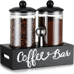Bote de café de azúcar de vidrio para café molido, recipientes de café de 2 x 55 OZ con H... - Imagen 1 de 6