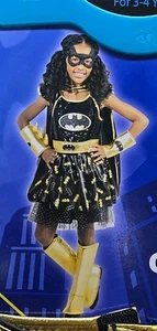 DC COMICS BATGIRL CHILD COSTUME SIZE 3T-4T TODDLER *BRAND NEW* BLACK & GOLD - Picture 1 of 6