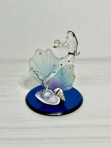 Glass Baron MERMAID ON SHELL Handcrafted Glass Figurine with Gold Trim - Picture 1 of 14