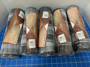 Lote 5 Rollos de Malla Poli Deco 10"x10yds Cinta Rayas Blancas y Negras Navidad Nuevo - Imagen 1 de 5