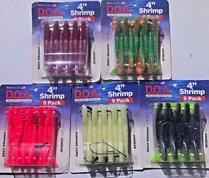 9 DOA 3" & 4"  + 3 HOOKS & 3 WEIGHTS CHOOSE 5 Colors  FREE FEDEX 2 Day READ