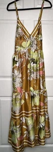 Maxi Vestido Ryegrass Para Mujer 1X Amarillo Quemado Floral Hada Hawaiano Nuevo Con Etiquetas Tropical - Imagen 1 de 7