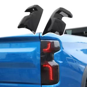 2PCS Tail Light Lamp Cover Trim For Chevrolet Silverado 2022 2023 Smoked Black - Picture 1 of 16
