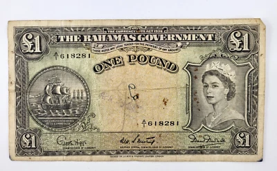 BAHAMAS 1 Pound Banknote P15b (1953) ND (Higgs, Sweeting, Burnside) Circulated - Image 1 of 4