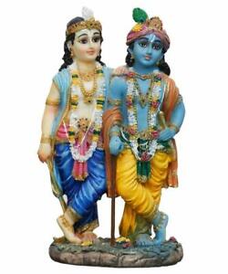 Hindu Gott Lord Krishna & Balram Skulptur Idol Statue Figur 17.8cm