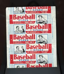 1953 Bowman Color Baseball Wax Pack Wrapper 5 CENT Joe DiMaggio - Imagen 1 de 1