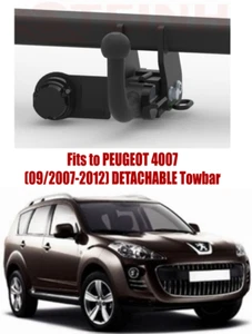 DETACHABLE Tow Bar For PEUGEOT 4007 (2007-2012) & 13 Pin Kit - M355 - Picture 1 of 7