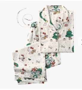 POTTERY BARN HELLO KITTY CHRISTMAS PAJAMAS ORGANIC FLANNEL LOOSE FIT ADULT XL - Picture 1 of 6
