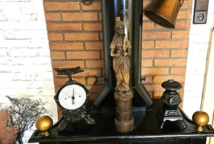 Bergbau Heilige Barbara mit Palmwedel & Kelch Handgeschnitzt um 1880 - Bild 1 von 10