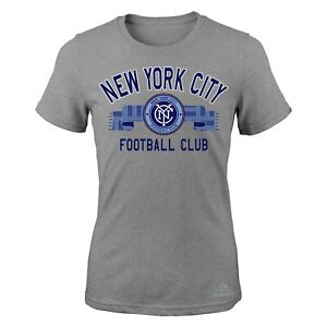MLS New York City Fc "Middle Logo Scarf" Girls Short Sleeve Tee, Large, Heath...