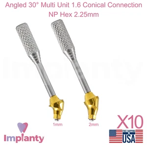 Herramienta dental 10 unidades múltiples en ángulo 30° 1,6 conexión cónica NP hexagonal 2,25 mm - Imagen 1 de 8
