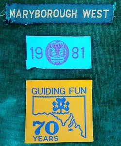 SCOUTS - 3 X GIRL GUIDES Cloth Badges MARYBOROUGH WEST Queensland 1981 70 YEARS - Picture 1 of 4
