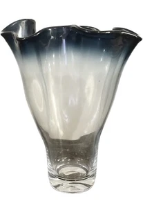 Lenox Vase Kristall bleifrei blau geraffter Rand Zylinder 12" hoch Herzstück EUC - Bild 1 von 3