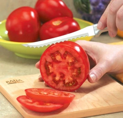 RADA CUTLERY Rada Tomato Slicer Knife Dual Serrated 5" blade USA made cutlery L/R silver R126