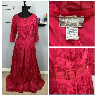 Maxi Vestido Abrigo Floral Cuello Barco Años 60 De Colección M/L Estilo Por Dorian Foto 1 de 4