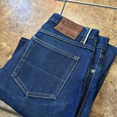 Pantalones de mezclilla ajustados lavados azules oscuros crudos GUSTIN California ribete 31x34 Foto 1 de 4