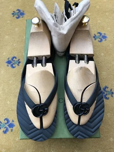 Gucci Sandals Shoes Thong Rubber Black Interlocking G Mens UK 11 US 12 EU 45 - Picture 1 of 10