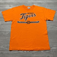Vintage Detroit Tigers Shirt Men M Orange Short Sleeve Tee 2007 Y2K Lee H80