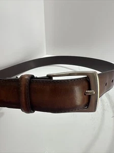 Men's Brown Leather Belt Size 34 Made in Mexico 41”  Top Grain Leather - Picture 1 of 9