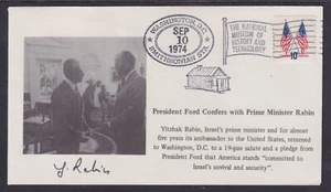 Yitzhak Rabin, Israeli Prime Minister, signed cover, President Ford & Rabin - Picture 1 of 1