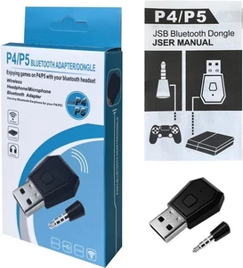 Bluetooth Adapter for PS4/PS5, USB 4.0 Dongle Receiver/Transmitter, Black - Picture 1 of 8