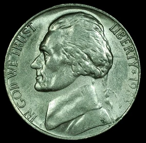 1983 P Jefferson Nickel ERROR (Floating Head Error) - Picture 1 of 3
