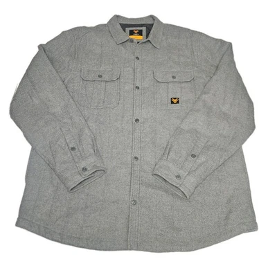 Hawk Mens Sz XXL Channel Quilted Flannel Button Up Shirt Jacket Gray 100% Cotton - Image 1 of 4