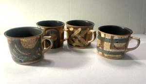 4 handbemalte Lapid Keramik Keramik Tassen Designer signiert Made in Israel (B) - Bild 1 von 14